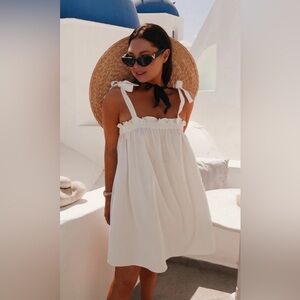 NWT ASOS LORNA LUXE WHITE 'SUNSET' FRILL NECK TIE SHOULDER SMOCK White DRESS 6